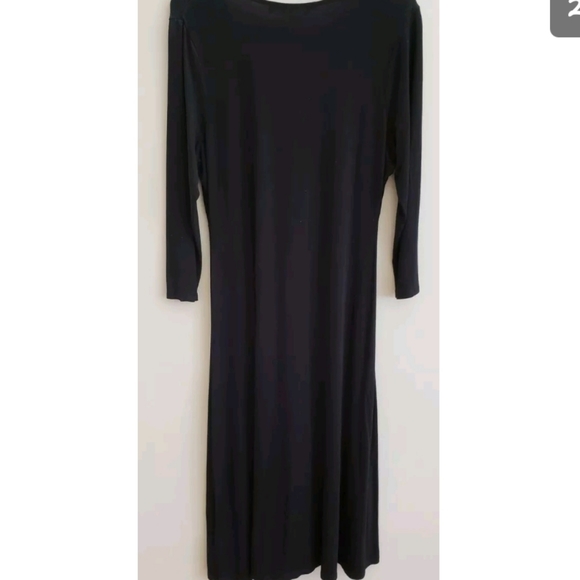 ♥️ 5X30 Twist Front Jersey Midi Black Dress Size 14R - Picture 3 of 5